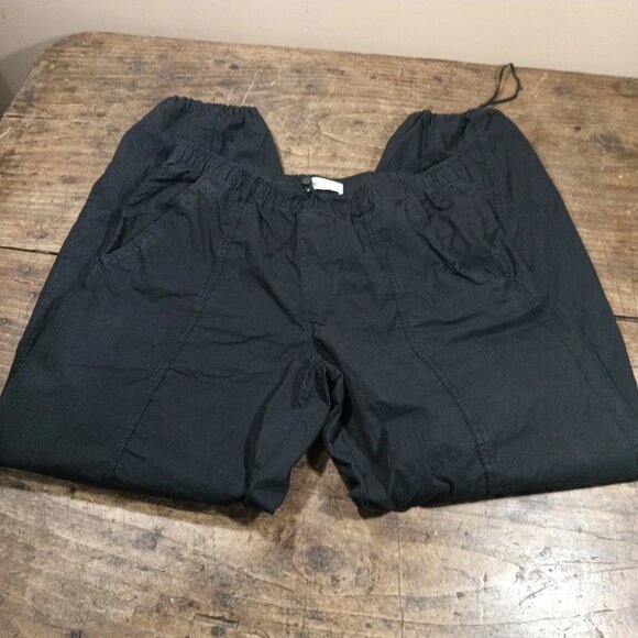 Zara Women’s Sz M Parachute Pants Black Elastic Drawstring Hem Pockets - Picture 1 of 10